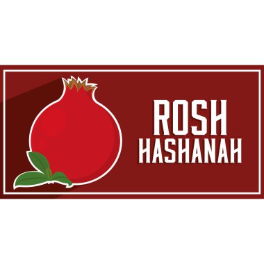 İzole edilmiş nar, gül, hashanah bayrağı.