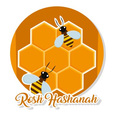 İzole edilmiş bal arısı rosh hashanah logosu