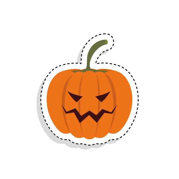 Etiqueta engomada de una calabaza de Halloween de miedo — Vector de stock