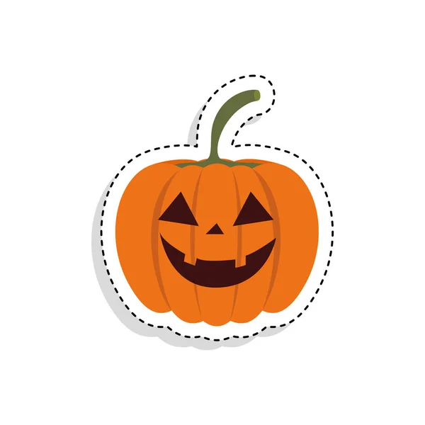 Etiqueta engomada de una calabaza de Halloween de miedo — Vector de stock