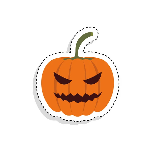 Etiqueta engomada de una calabaza de Halloween de miedo — Vector de stock