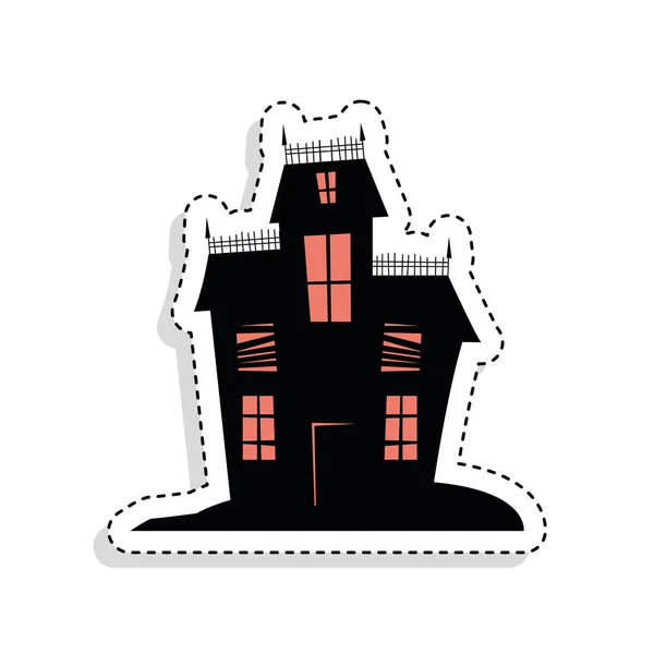 Sticker of a scary haunted house — Stock Vector