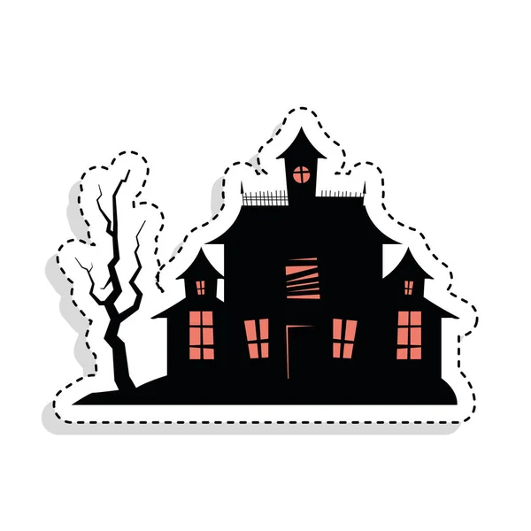 Sticker of a scary haunted house — Stock Vector