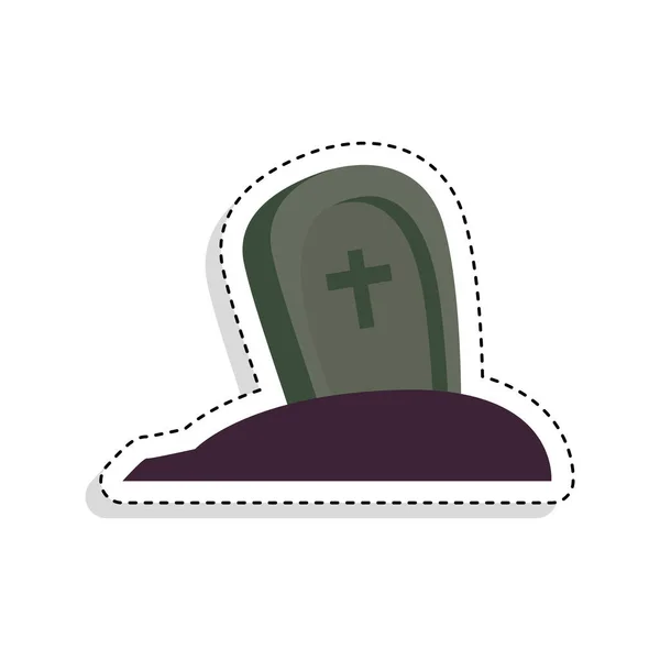 Etiqueta engomada de un icono de la lápida de miedo — Vector de stock