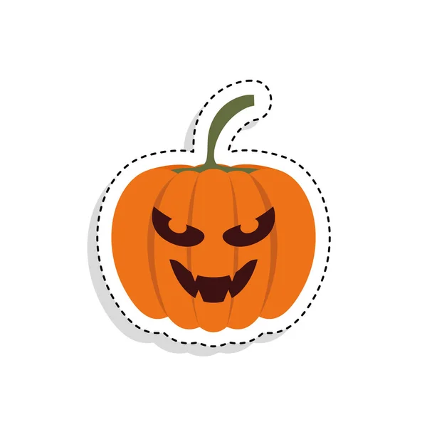 Etiqueta engomada de una calabaza de Halloween de miedo — Vector de stock