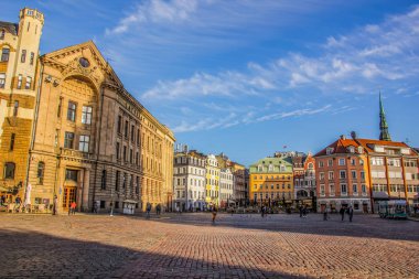 Riga, Letonya - geleneksel mimari, şehir manzarası.
