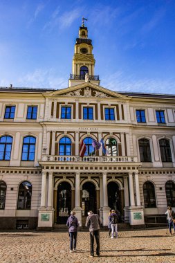 Riga, Letonya - geleneksel mimari, şehir manzarası.