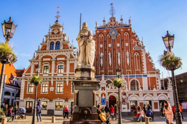 Riga, Letonya - geleneksel mimari, şehir manzarası.