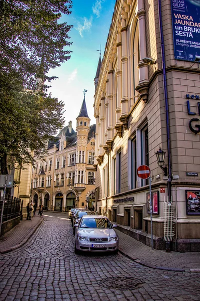 Riga Lettland Traditionell Arkitektur Utsikt Mot Staden — Stockfoto