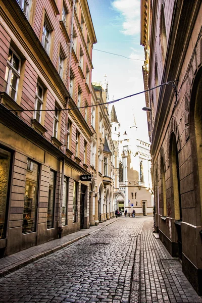 Riga Lettland Traditionell Arkitektur Utsikt Mot Staden — Stockfoto