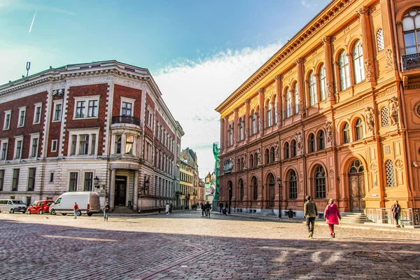 Riga Lettland Traditionell Arkitektur Utsikt Mot Staden — Stockfoto