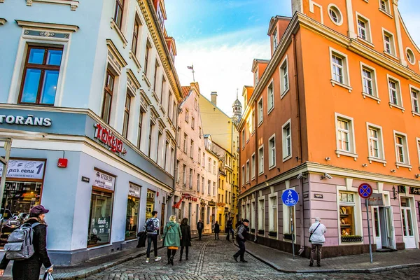 Riga Lettland Traditionell Arkitektur Utsikt Mot Staden — Stockfoto