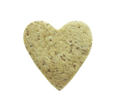 Çok susam ekmek kalp şekli lezzetli beyaz backgroun izole