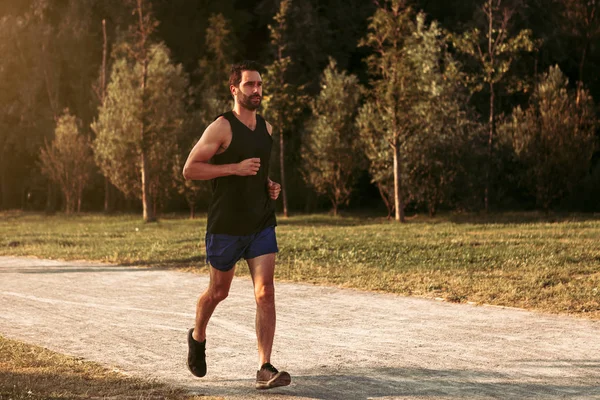 bir parkta açık havada çalışan bir erkek sportif kişi. sağlıklı yaşam tarzı kavramı