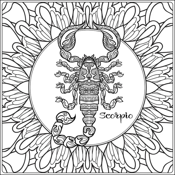 Signe décoratif du zodiaque sur fond de motif . — Image vectorielle