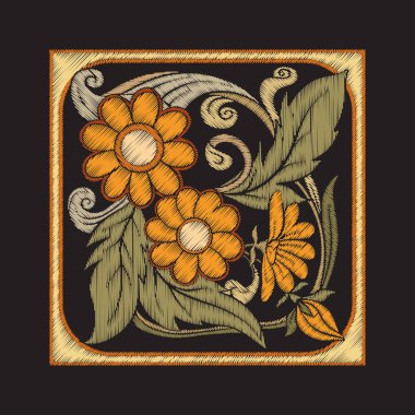 Seramik karo tarzında dekoratif elemanları ile nakış