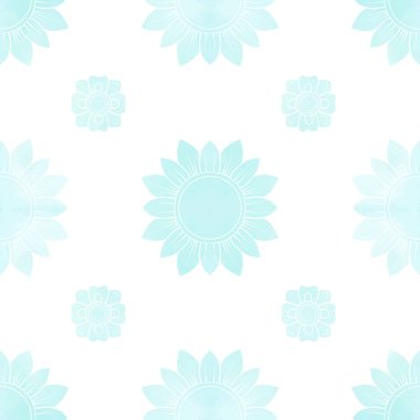 Dikişsiz desen, arka plan mavi sulu boya dekoratif elem