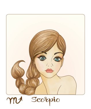 Akrep. Zodyak işaretleri şeklinde güzel bir genç kız.