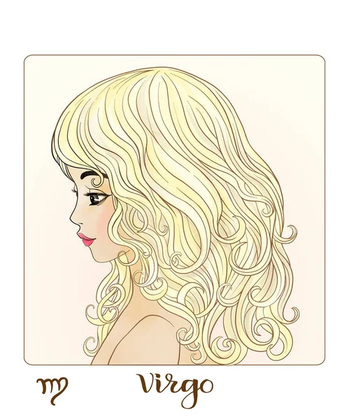 Virgo. Una joven hermosa en forma de uno de los signos del zodíaco . — Vector de stock