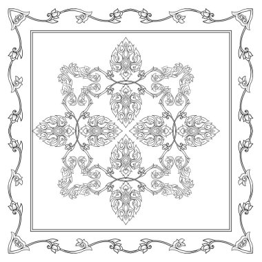 Dekoratif anahat öğelerini geleneksel ile kare desen