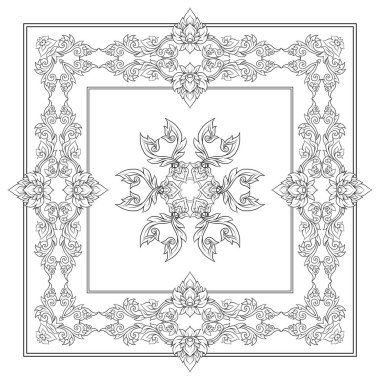 Dekoratif anahat öğelerini geleneksel ile kare desen