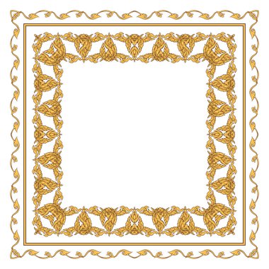 Dekoratif anahat öğelerini geleneksel ile kare desen