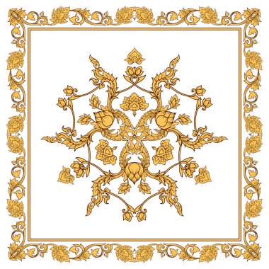 Dekoratif anahat öğelerini geleneksel ile kare desen