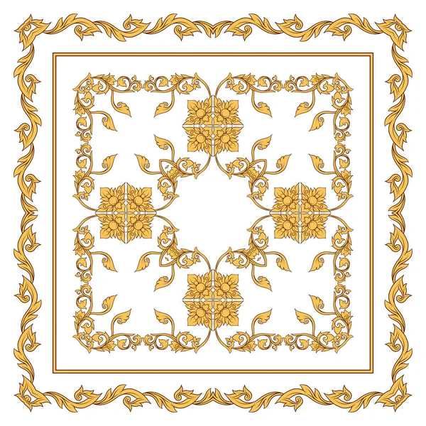 Patrón cuadrado con elementos de contorno decorativos de tradicional — Archivo Imágenes Vectoriales