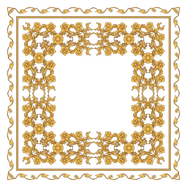Pola persegi dengan garis besar dekoratif elemen tradisional - Stok Vektor