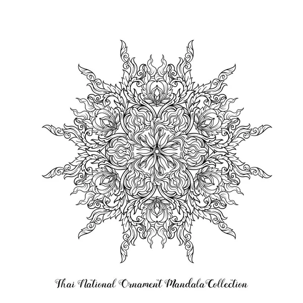 Bosquejo mandala de adorno tradicional tailandés. Ilustración general — Archivo Imágenes Vectoriales