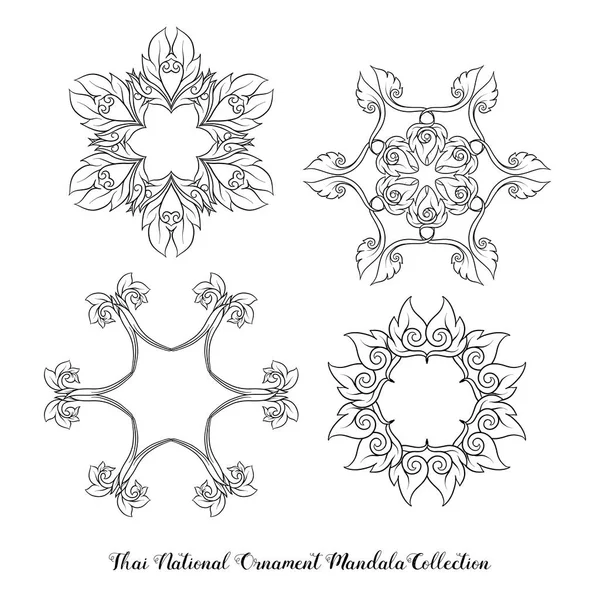 Mandala Outline di ornamento tradizionale tailandese. Illustrazione delle scorte — Vettoriale Stock