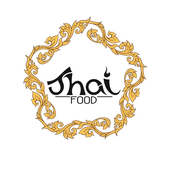Logo para comida tailandesa, restaurantecon adorno tailandés tradicional, pa — Vector de stock