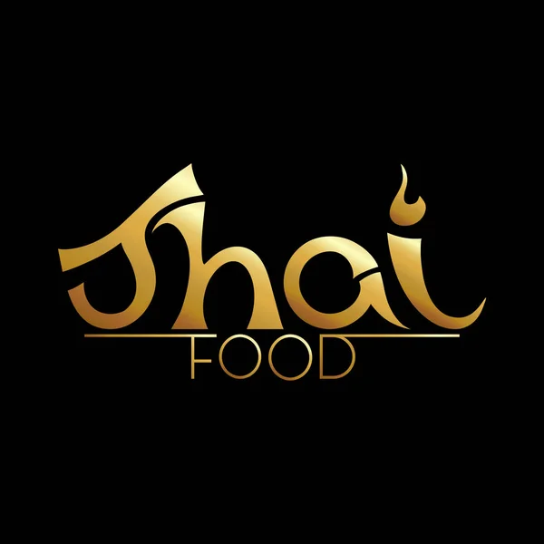 Logo para comida tailandesa, restaurantin oro. Ilustración vectorial . — Vector de stock
