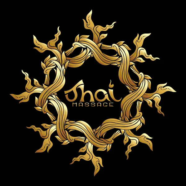 Logo para comida tailandesa, restaurantecon adorno tailandés tradicional, pa — Archivo Imágenes Vectoriales