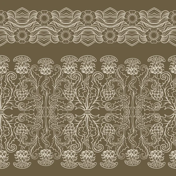 Patrón sin costuras con flor de cardo, fondo en estilo art nouveau, vintage, viejo, estilo retro . — Vector de stock