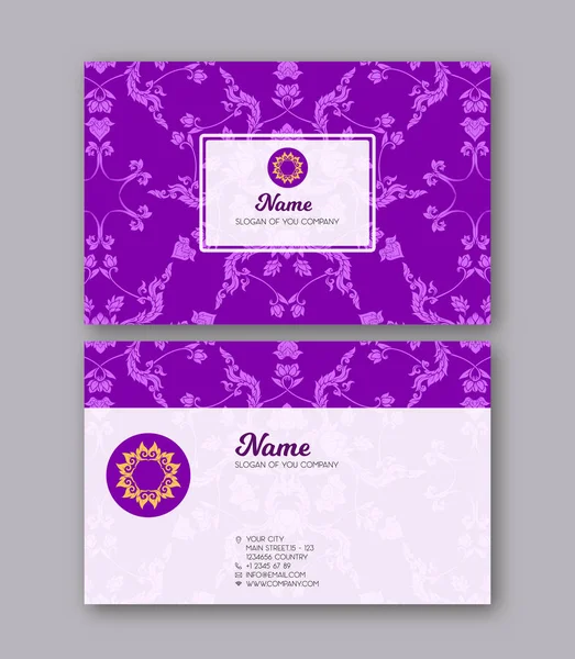 A template for the two sides of the  business card, decorated wi — Stock Vector