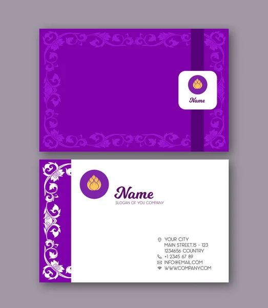 Una plantilla para los dos lados de la tarjeta de visita, decorado wi — Vector de stock