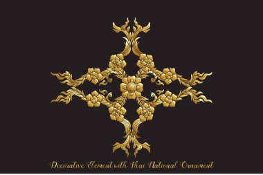 Altın geleneksel Tay süsleme unsurları ayarla. 