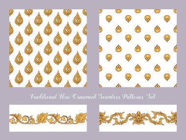 Tradit renkli dekoratif unsurları ile Seamless modeli ayarla