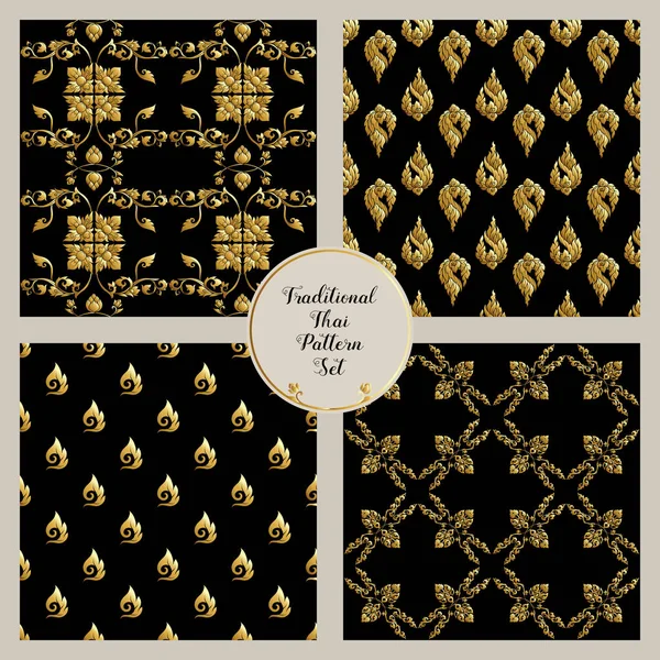 Dikişsiz desen bir dizi traditi Altın dekoratif unsurlar ile — Stok Vektör