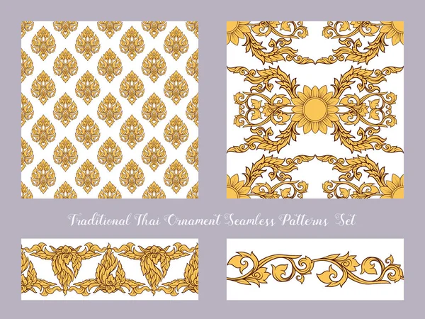 Set of seamless pattern with color decorative elements of tradit — Stock Vector
