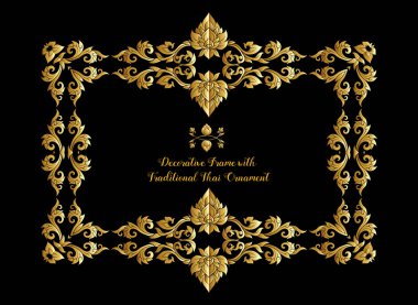 Geleneksel Tay süs Altın dekoratif unsurlar ile çerçeve