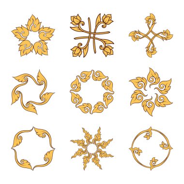 Geleneksel Tay süsleme unsurları bir dizi.