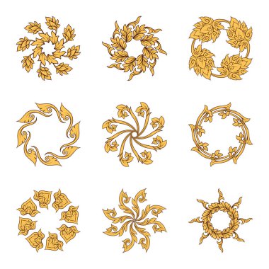 Geleneksel Tay süsleme unsurları bir dizi.