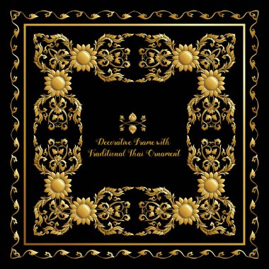 Çerçeve kümesi geleneksel Tay Altın dekoratif unsurlar ile 