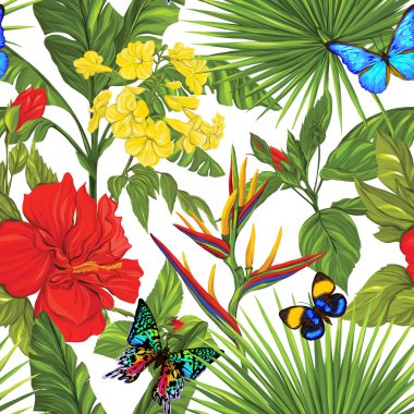 Vektör seamless modeli, detaylı kelebekler ile arka plan