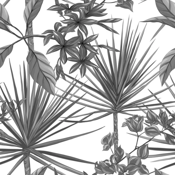 Modèle sans couture vectoriel, fond avec des plantes tropicales — Image vectorielle