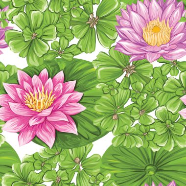 Vektör seamless modeli, tropikal bitkiler ile arka plan 