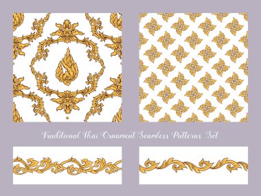 Tradit renkli dekoratif unsurları ile Seamless modeli ayarla