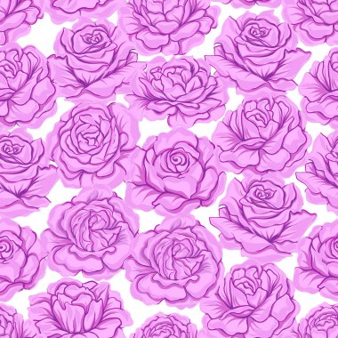 Dikişsiz desen, arka plan üzerinde beyaz izole pembe güllü 